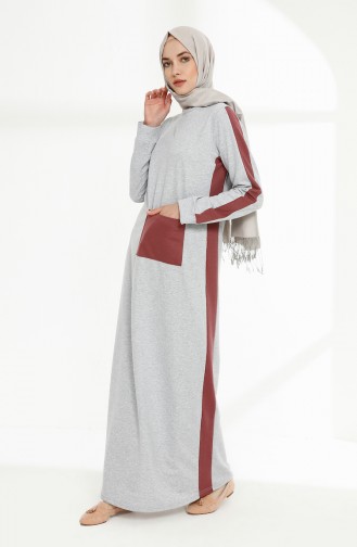 Kleid aus zwei Garnen mit Taschen 3095-06 Grau Puder Rosa 3095-06
