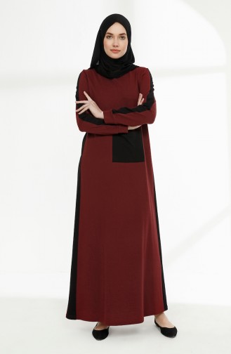 Two Thread Dress with Pockets 3095-12 Burgundy Black 3095-12