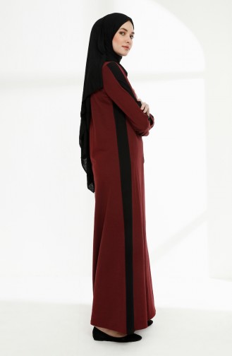 Two Thread Dress with Pockets 3095-12 Burgundy Black 3095-12