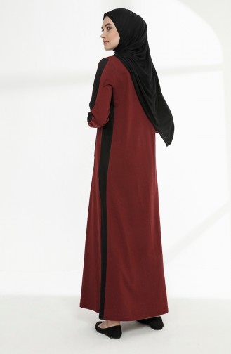 Kleid aus zwei Garnen mit Taschen 3095-12 Weinrot Schwarz 3095-12
