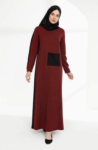 Claret red İslamitische Jurk 3095-12