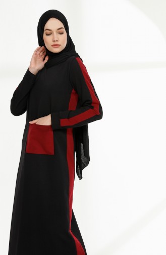 Claret Red Hijab Dress 3095-01