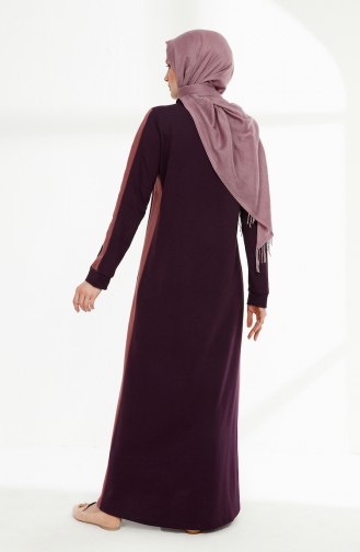 Pocket Detailed Two Yarn Dress 3086-11 Purple dry Rose 3086-11