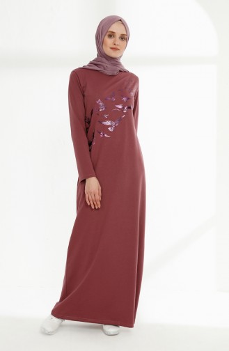 Beige-Rose Hijab Kleider 5010-02