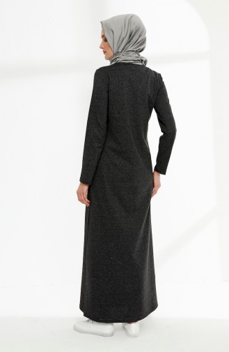 فستان بتصميم مطبع 5010-03 لون اسود مائل للرمادي 5010-03
