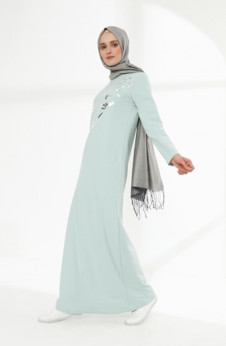 فستان بتصميم مطبع 5010-05 لون اخضر 5010-05