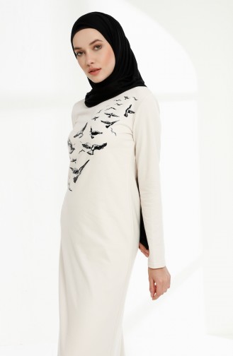 Ecru Hijab Dress 5010-06