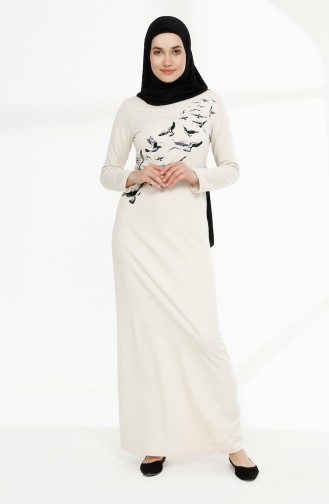 Ecru Hijab Dress 5010-06