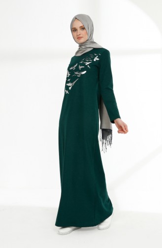 Smaragdgrün Hijab Kleider 5010-07