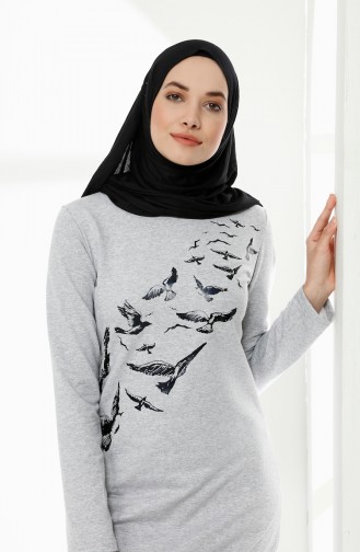 Grau Hijab Kleider 5010-08