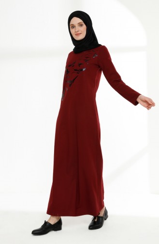 Claret red İslamitische Jurk 5010-09