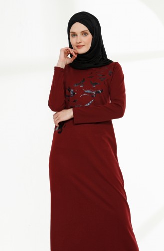 Claret red İslamitische Jurk 5010-09