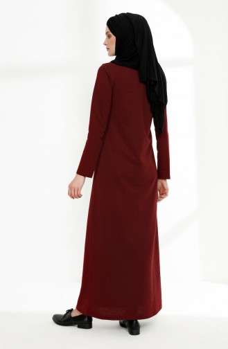 فستان بتصميم مطبع 5010-09 لون خمري 5010-09