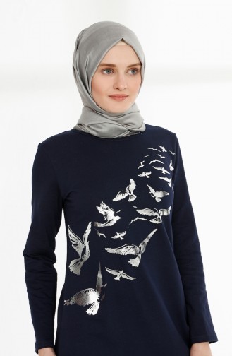 Dunkelblau Hijab Kleider 5010-10