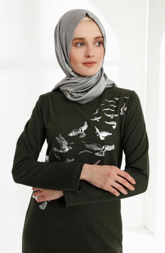 Khaki Hijab Kleider 5010-13