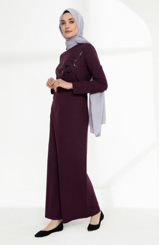 فستان بتصميم مطبع 5010-14 لون بنفسجي 5010-14