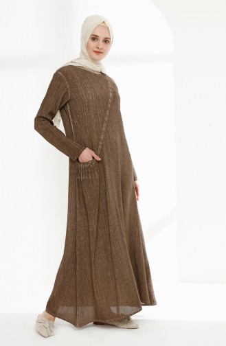 Şile Bezi Yıkamalı Elbise 9023-02 Camel