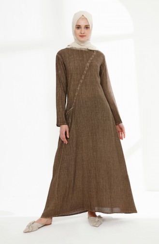 Şile Bezi Yıkamalı Elbise 9047-08 Camel