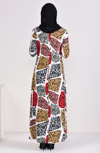 فستان فيسكوز بتصميم مُطبع  6379-01 لون بيج فاتح 6379-01