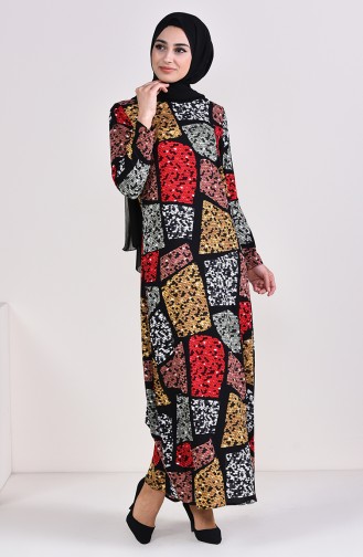 فستان فيسكوز بتصميم مُطبع  6379-02 لون أسود 6379-02