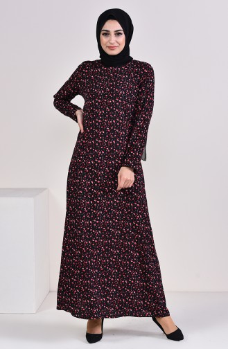 فستان فيسكوز بتصميم مُطبع  6381-01 لون أسود 6381-01