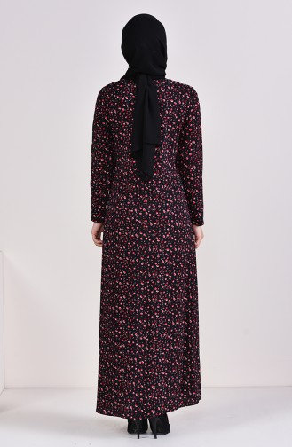 فستان فيسكوز بتصميم مُطبع  6381-01 لون أسود 6381-01