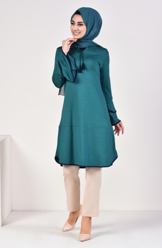 Viscose Ribbon Detailed Tunic 0646-01 Green 0646-01