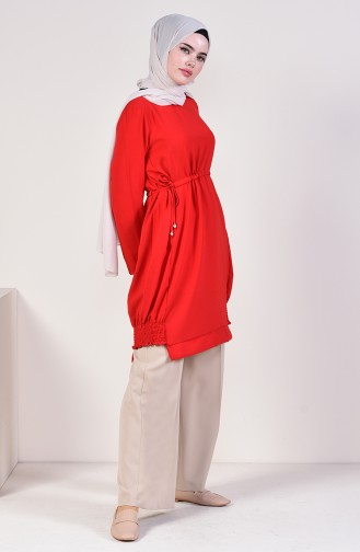 Waist Pleated Tunic 5292-06 Red 5292-06