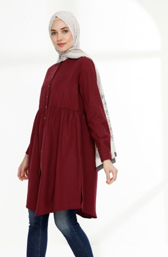 Beli Büzgülü Tunik 5000-09 Mürdüm