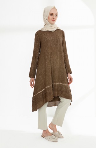 Şile Bezi Asimetrik Tunik 9022-02 Camel