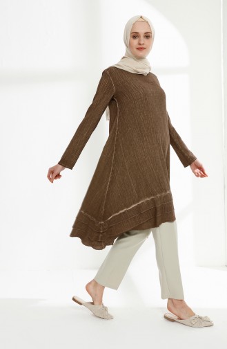 Şile Bezi Asimetrik Tunik 9022-02 Camel