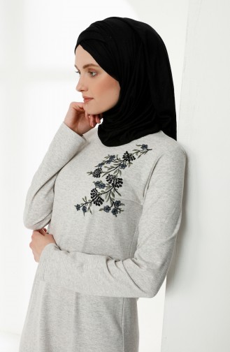 Beige Hijab Kleider 5013-08