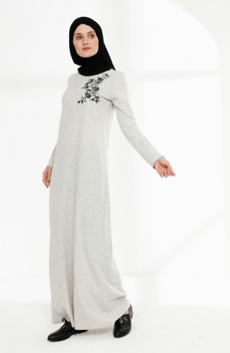 Beige Hijab Kleider 5013-08