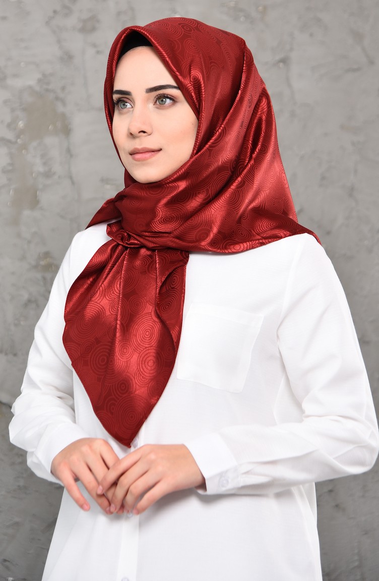 شال ستان بتصميم سادة 70114-01 لون خمري 70114-01