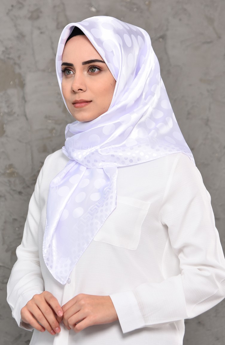 شال ستان بتصميم سادة 70118-07 لون ابيض 70118-07