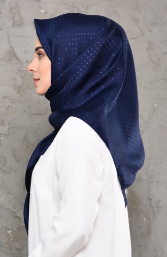 Düz Jakarlı Saten Eşarp 70124-05 Lacivert 70124-05