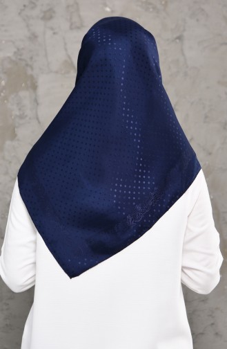 Düz Jakarlı Saten Eşarp 70124-05 Lacivert 70124-05