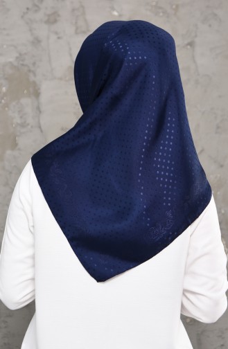 Düz Jakarlı Saten Eşarp 70124-05 Lacivert 70124-05
