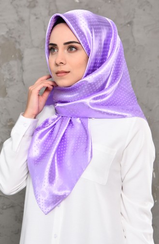 Düz Jakarlı Saten Eşarp 70124-06 Lila