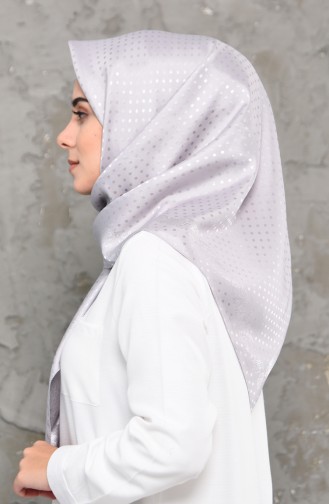 Düz Jakarlı Saten Eşarp 70124-15 Gri 70124-15