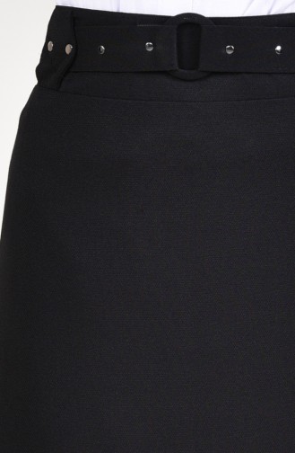 Belt Detailed Pencil Skirt  0412-06 Black 0412-06