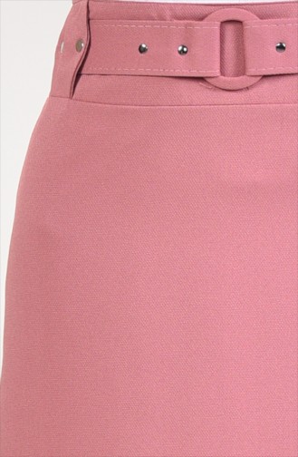 Belt Detailed Pencil Skirt 0412-05 Dried Rose 0412-05