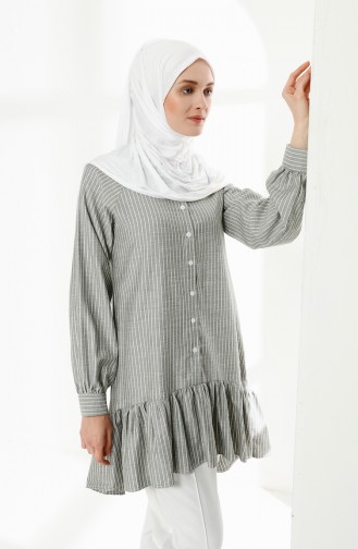 Pamuklu Asimetrik Tunik 9043-06 Haki