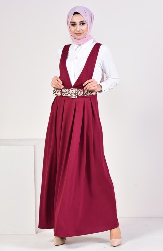 فستان بتصميم سالوبيت بدون أكمام وحزام للخصر 5583 A-02 لون أرجواني 5583A-02