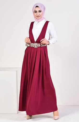 Belted Salopette Gilet Dress 5583A-02 Plum 5583A-02