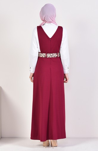 Belted Salopette Gilet Dress 5583A-02 Plum 5583A-02