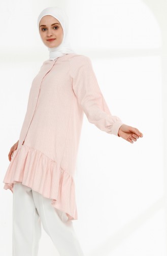 Pamuklu Asimetrik Tunik 9049-04 Pembe