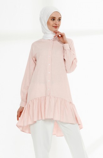 Pamuklu Asimetrik Tunik 9049-04 Pembe