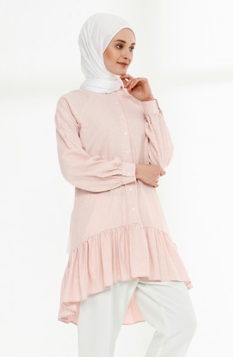 Pamuklu Asimetrik Tunik 9049-04 Pembe