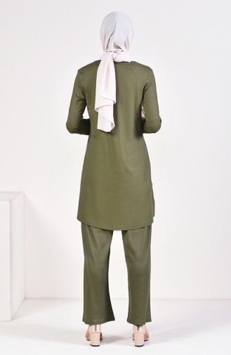 Fitilli Tunik Pantolon İkili Takım 0614A-01 Haki Yeşil